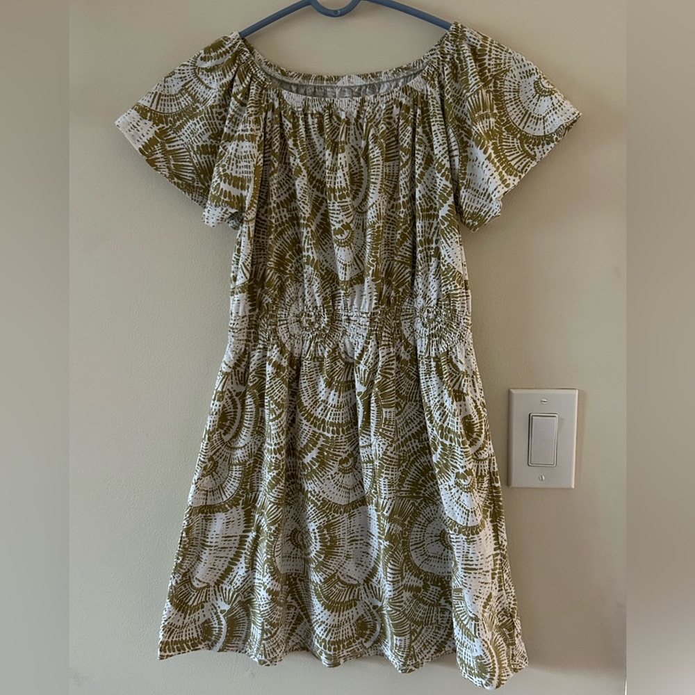 Gap Kids-{Size XL}-Olive and White Faux Tie Dye Dress
